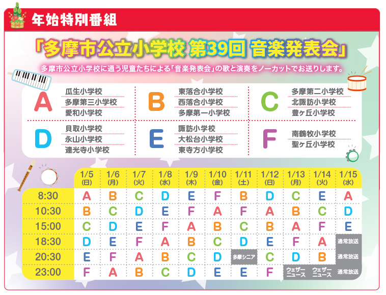 年始特別番組「多摩市公立小学校 第39回 音楽発表会」