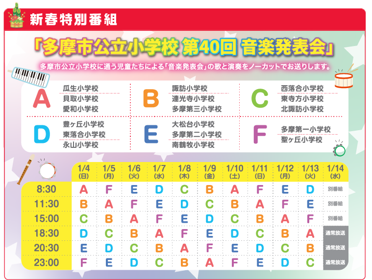 新春特別番組「多摩市公立小学校 第40回 音楽発表会」